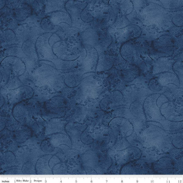 SALE Painter's Watercolor Swirl C680 Ultramarine - Riley Blake Designs - Blue Tone-on-Tone - Quilting Cotton Fabric