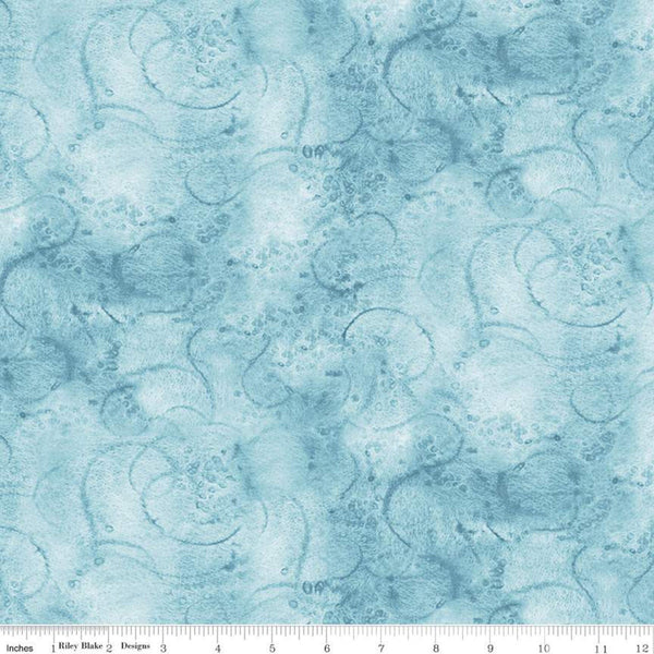 SALE Painter's Watercolor Swirl C680 Turquoise - Riley Blake Designs - Blue Tone-on-Tone - Quilting Cotton Fabric