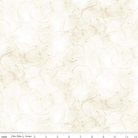 SALE Painter's Watercolor Swirl C680 Aged White - Riley Blake Designs - Off White Tone-on-Tone - Quilting Cotton Fabric