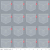 CLEARANCE FLANNEL Down on the Farm Pockets F10626 Gray - Riley Blake Designs - Pocket Stitching Heart Tag  - FLANNEL Cotton Fabric
