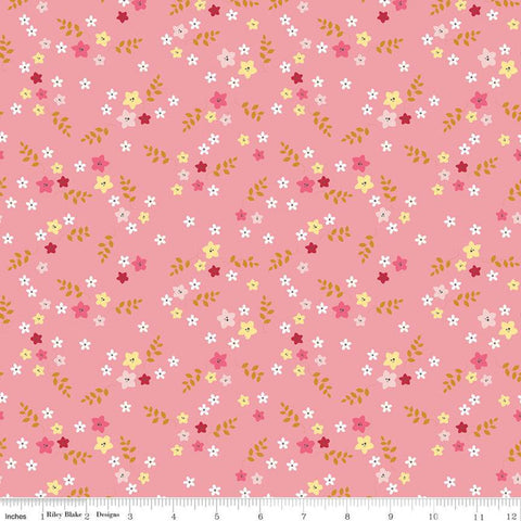 Stardust Floral SC10503 Peony SPARKLE - Riley Blake Fabrics - Flowers Antique Gold SPARKLE Pink - Quilting Cotton Fabric