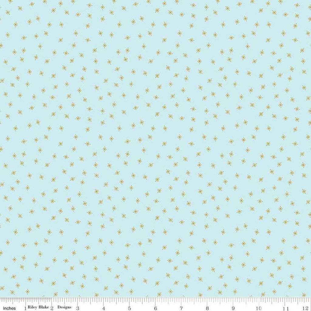 SALE Stardust Sparkle SC10506 Mist SPARKLE - Riley Blake Fabrics - Stars Star Antique Gold SPARKLE Blue - Quilting Cotton Fabric
