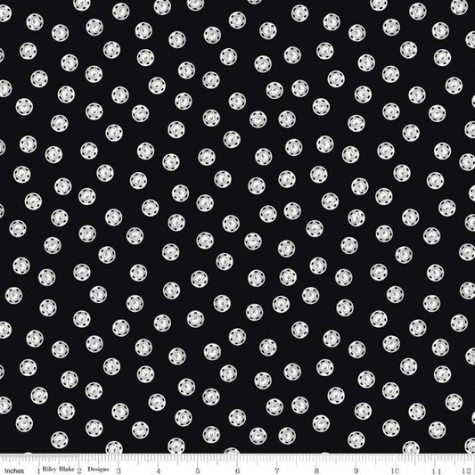 DEAL Old Made Snap Dots C10596 Black - Riley Blake Designs - Halloween Sewing Snaps Polka Dot Dotted -  Quilting Cotton Fabric