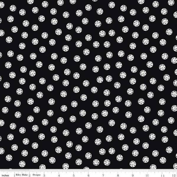 SALE Old Made Snap Dots C10596 Black - Riley Blake Designs - Halloween Sewing Snaps Polka Dot Dotted -  Quilting Cotton Fabric