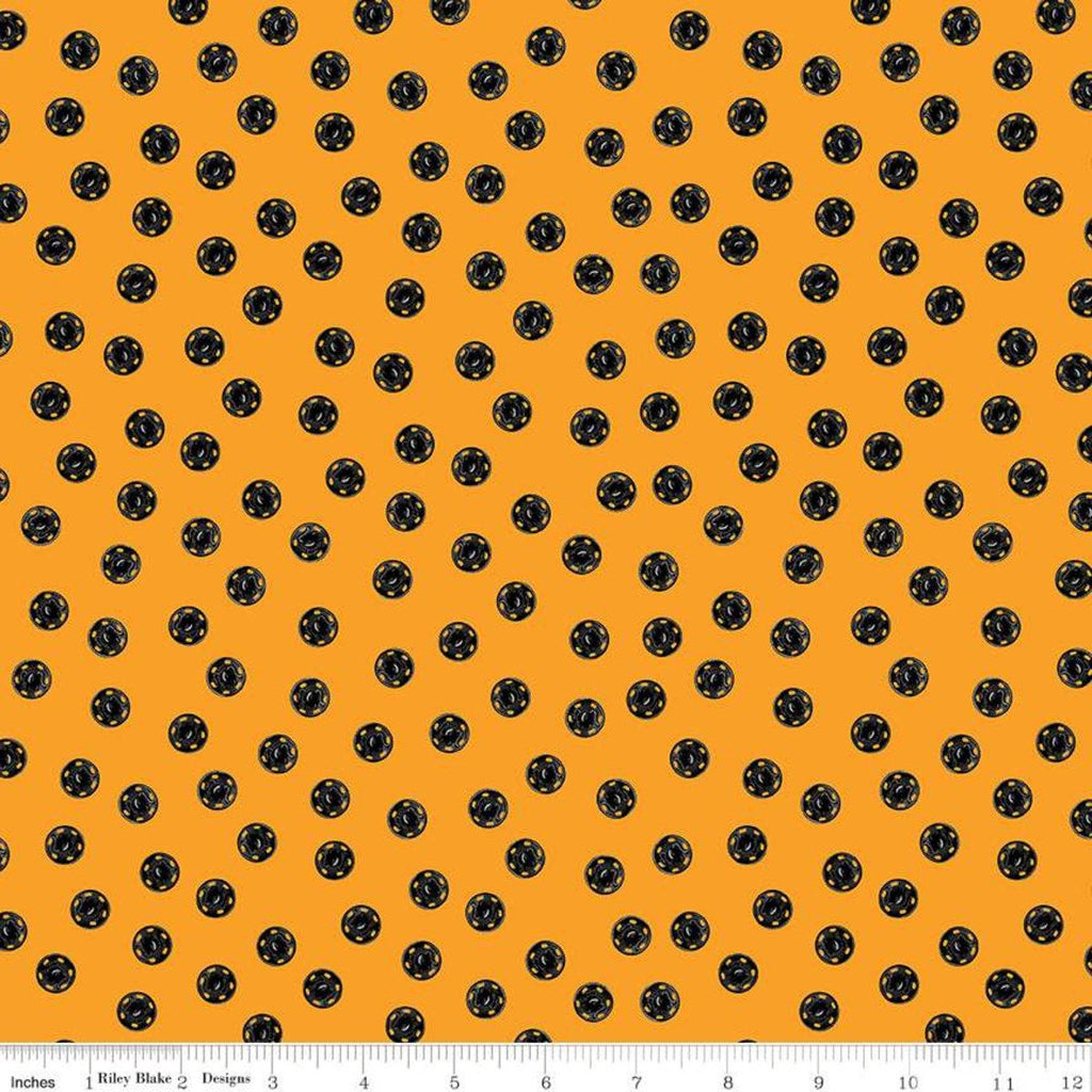 Old Made Snap Dots C10596 Orange - Riley Blake Designs - Halloween Sewing Snaps Polka Dot Dotted -  Quilting Cotton Fabric