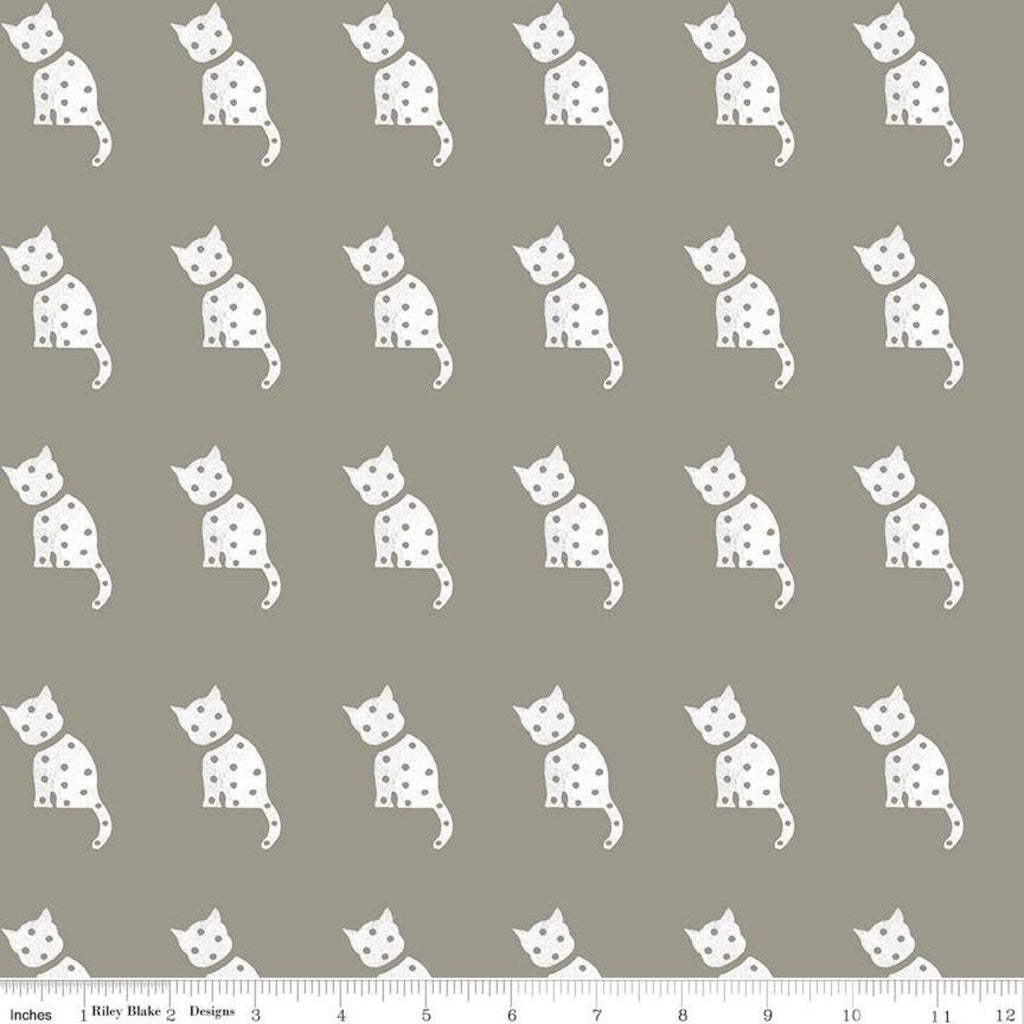 CLEARANCE Old Made Cat Stamp C10599 Gray - Riley Blake Designs - Hallo –  Cute Little Fabric Shop