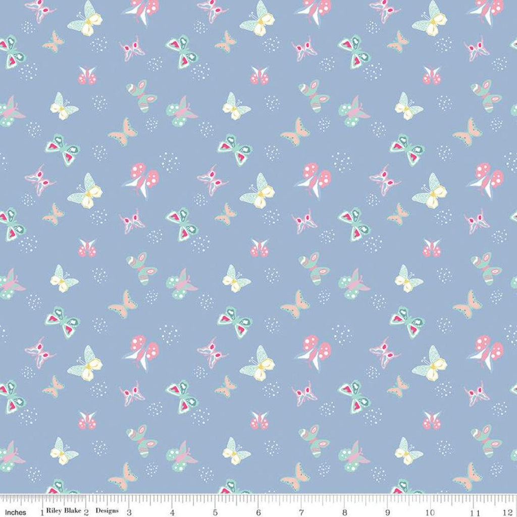 SALE Poppy and Posey Butterflies C10586 Periwinkle - Riley Blake Designs - Butterflies Small Dots -  Quilting Cotton Fabric
