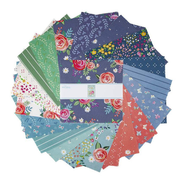 SALE Poppy and Posey Layer Cake 10" Stacker Bundle - Riley Blake Designs - 42 piece Precut Pre cut - Floral Flowers - Quilting Cotton Fabric
