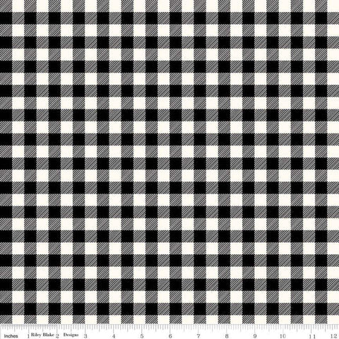 SALE Cotton FLANNEL Buffalo Check F455 Black by Riley Blake Designs - Black White Checkered Checks - Cotton FLANNEL Fabric