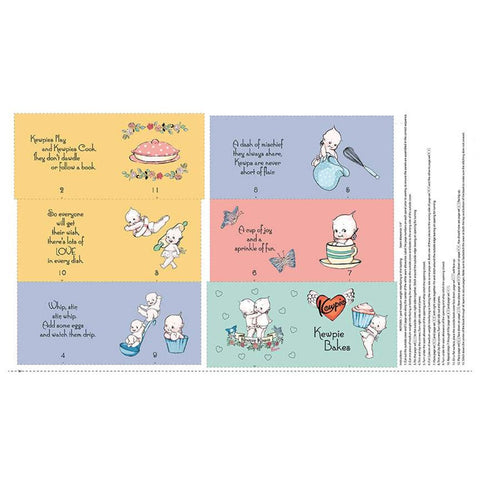 SALE Sew Kewpie Soft Book Panel P10545 by Riley Blake Designs - Kewpie Bakes Rhyming Story Vignettes Vintage - Quilting Cotton Fabric