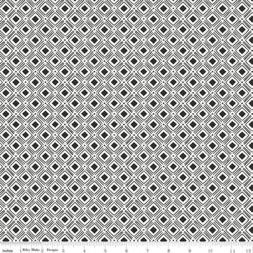 CLEARANCE Tea with Bea Diamond C10494 Charcoal - Riley Blake Designs - Geometric Square in Square Dark Gray Off White - Quilting Cotton