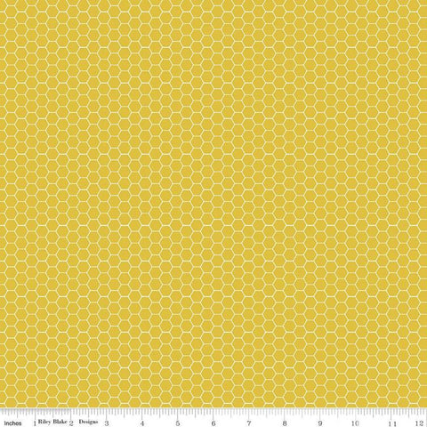 SALE Tea with Bea Honeycomb C10495 Mustard - Riley Blake Designs - Geometric Hexagon Hexagons Hexies Yellow Gold - Quilting Cotton