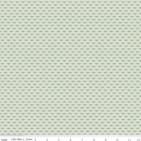 27" End of Bolt - SALE Tea with Bea Bumble C10497 Sand Dollar - Riley Blake Designs - Bees Bumblebees Beige Blue - Quilting Cotton