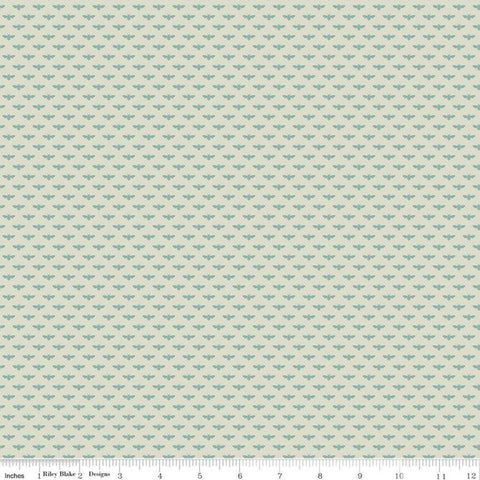 SALE Tea with Bea Bumble C10497 Sand Dollar - Riley Blake Designs - Bees Bumblebees Beige Blue - Quilting Cotton