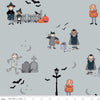DEAL Spooky Hollow Main SC10570 Gray SPARKLE - Riley Blake Designs - Halloween Trick-or-Treaters Silver SPARKLE - Quilting Cotton Fabric