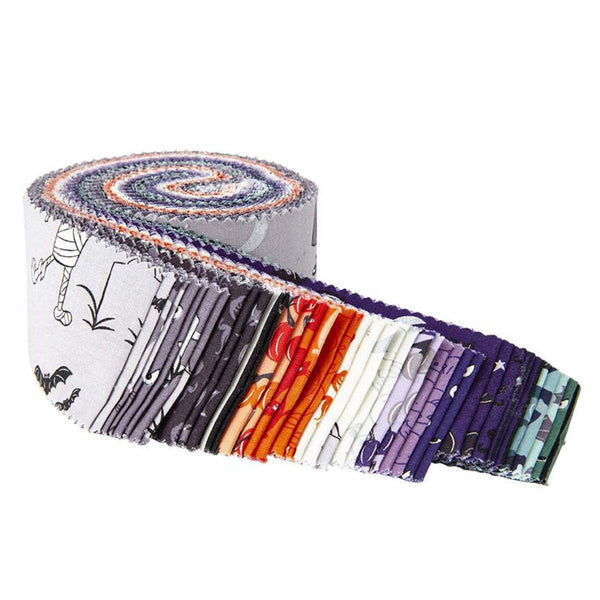 SALE Spooky Hollow 2.5-Inch Rolie Polie Jelly Roll 40 pieces - Riley Blake Designs - Precut Bundle - Halloween - Quilting Cotton Fabric