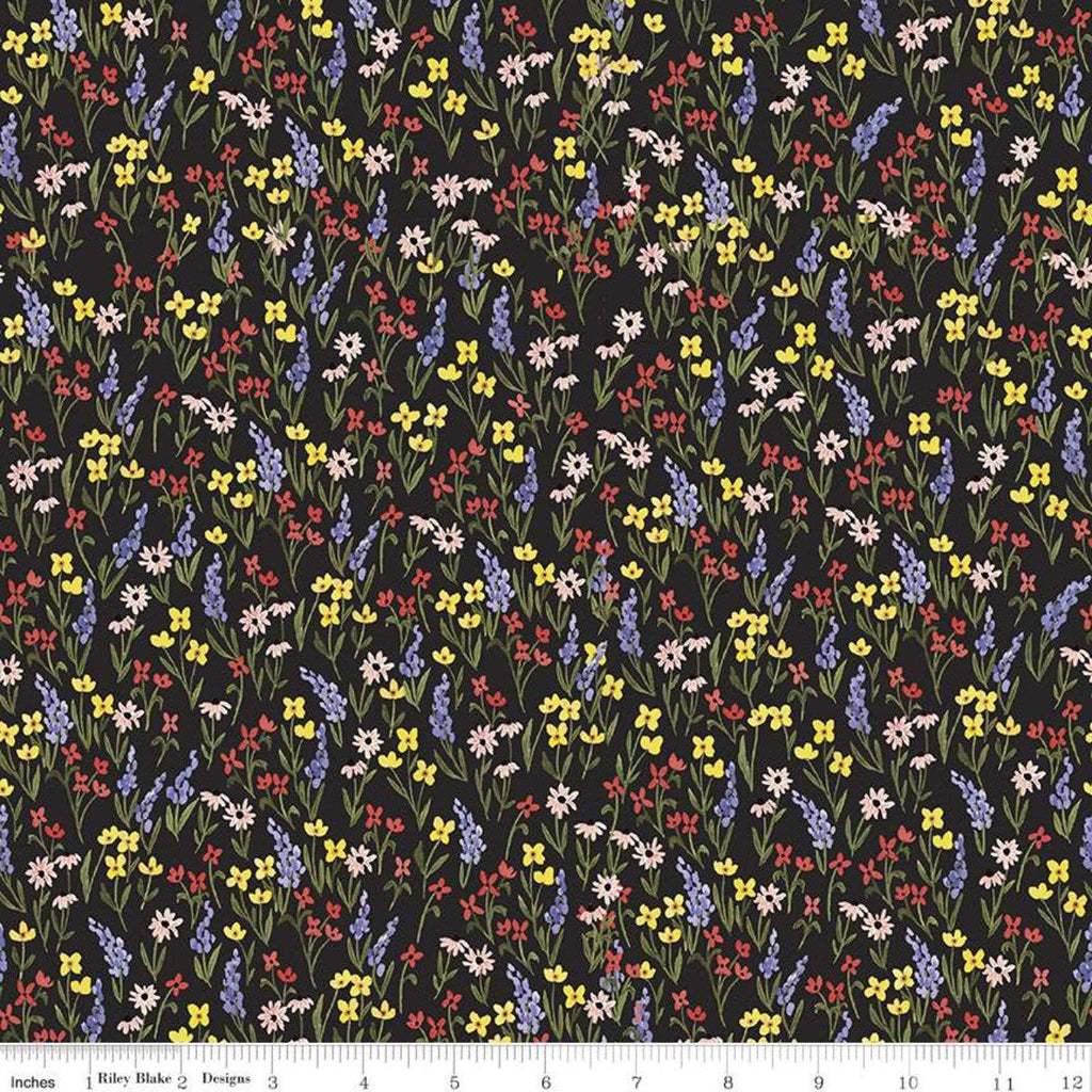 SALE Beautiful Day Floral C10692 Black - Riley Blake Designs - Floral Flowers - Quilting Cotton Fabric