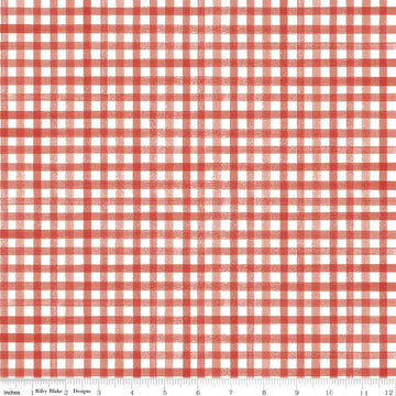 SALE Beautiful Day Plaid Geranium - Riley Blake Designs - PRINTED Gingham - Quilting Cotton Fabric