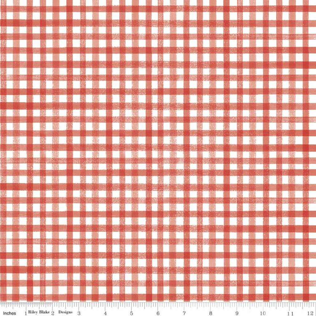SALE Beautiful Day Plaid C10695 Geranium - Riley Blake Designs - PRINTED Gingham Red White Check Checkered - Quilting Cotton Fabric