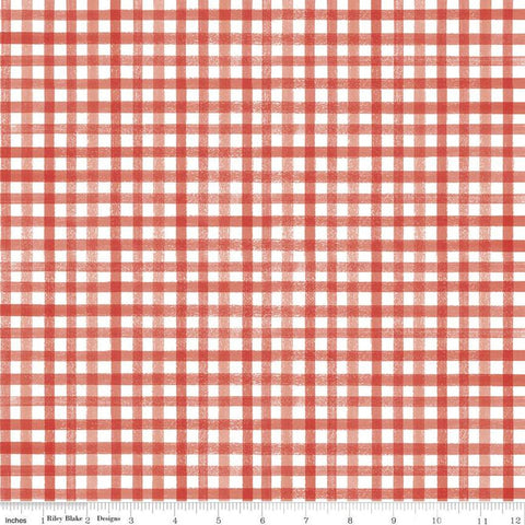 SALE Beautiful Day Plaid C10695 Geranium - Riley Blake Designs - PRINTED Gingham Red White Check Checkered - Quilting Cotton Fabric