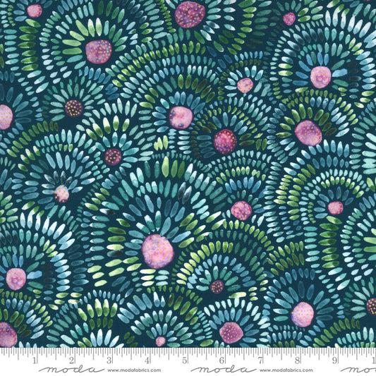 SALE Sunshine Soul Bokeh 8470 Midnight - Moda Fabrics - Floral Flowers Blue - Quilting Cotton Fabric