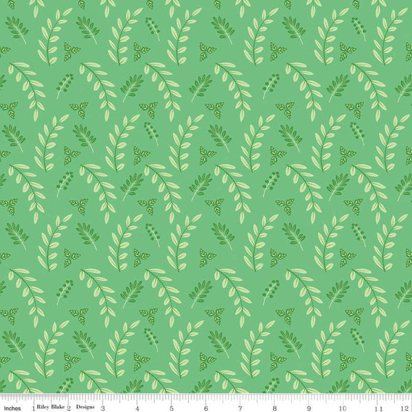 CLEARANCE Poppy and Posey Leaves C10585 Green - Riley Blake Designs - Tone-on-Tone -  Quilting Cotton Fabric