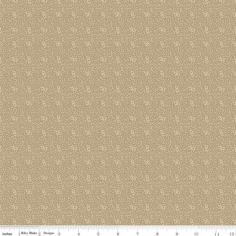 CLEARANCE Bountiful Autumn Stipple C10857 Taupe - Riley Blake - Reproduction Print Meander Tone-on-Tone - Quilting Cotton