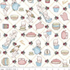 SALE Sew Kewpie Kooks C10541 Cloud - Riley Blake Designs - Cooking Cooks Pies Timers Teapots Vintage Off-White - Quilting Cotton Fabric