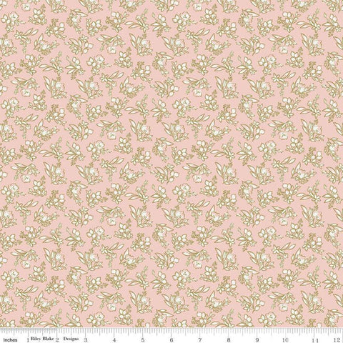 SALE Tea with Bea Posy C10493 Blush - Riley Blake Designs - Floral Flowers Off White Pink - Quilting Cotton