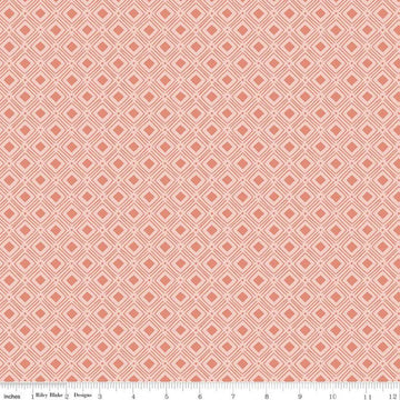 DEAL Tea with Bea Diamond C10494 Coral - Riley Blake Designs - Geometric Square in Square Diamonds Orange Pink - Quilting Cotton Fabric