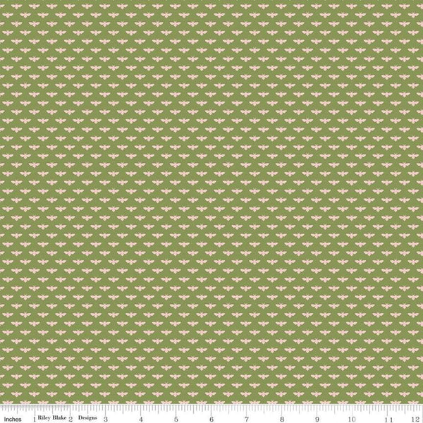 CLEARANCE Tea with Bea Bumble C10497 Green - Riley Blake Designs - Bees Bumblebees - Quilting Cotton