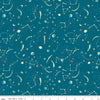 SALE Tiny Treaters Milky Way GC10485 Teal GLOW in the DARK - Riley Blake Designs - Halloween Stars Blue Green - Quilting Cotton Fabric