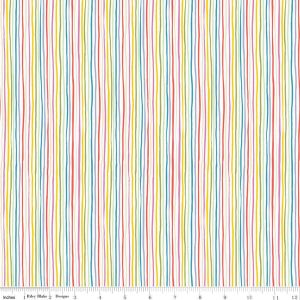 Tiny Treaters Stripe C10486 Multi - Riley Blake Designs - Halloween Multi Cream Uneven Stripes Striped  -  Quilting Cotton Fabric