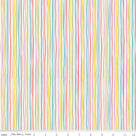 Tiny Treaters Stripe C10486 Multi - Riley Blake Designs - Halloween Multi Cream Uneven Stripes Striped  -  Quilting Cotton Fabric