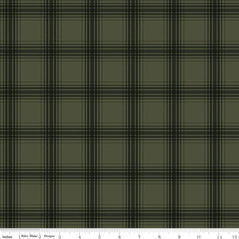 Farmhouse Christmas Plaid C10955 Forest - Riley Blake Designs - Two-Toned Geometric Green - Quilting Cotton Fabric
