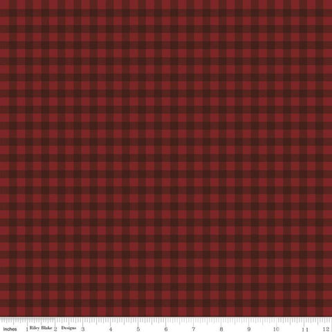 26" End of Bolt - Farmhouse Christmas Gingham C10956 Red - Riley Blake Designs - PRINTED Gingham Check Checkered - Quilting Cotton Fabric