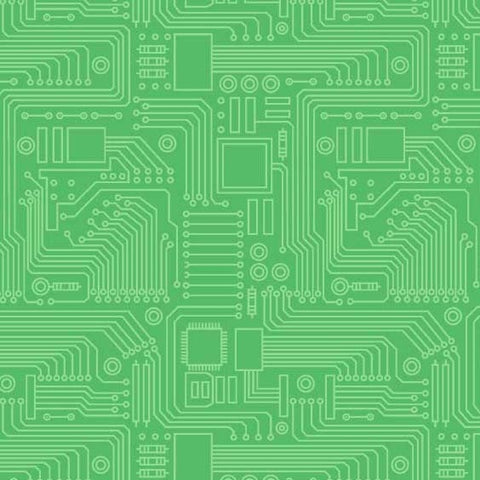 SALE Stem Squad Circuit Board DC9722 Green by Michael Miller - STEM Science Technology Engineering Mathematics - Quilting Cotton Fabric