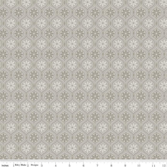 SALE Snowed In Medallion C10813 Gray - Riley Blake Designs - Christmas Tone-on-Tone Poinsettia Medallions - Quilting Cotton Fabric