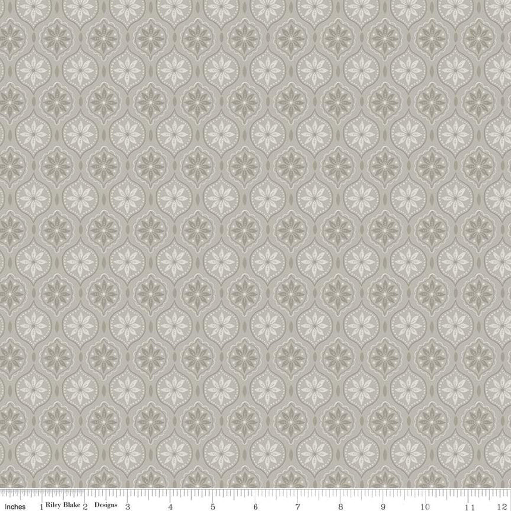 Snowed In Medallion C10813 Gray - Riley Blake Designs - Christmas Tone-on-Tone Poinsettia Medallions - Quilting Cotton Fabric