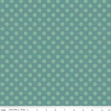 Snowed In Sketched Dots C10817 Teal - Riley Blake Designs - Christmas Polka Dot Dotted Blue Green - Quilting Cotton Fabric