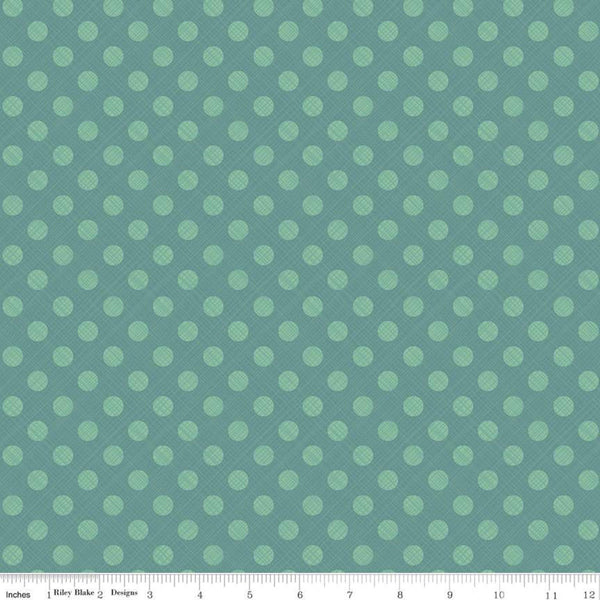 Snowed In Sketched Dots C10817 Teal - Riley Blake Designs - Christmas Polka Dot Dotted Blue Green - Quilting Cotton Fabric