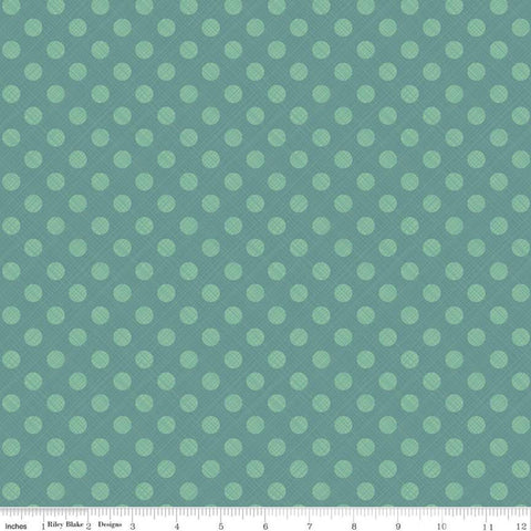 Snowed In Sketched Dots C10817 Teal - Riley Blake Designs - Christmas Polka Dot Dotted Blue Green - Quilting Cotton Fabric