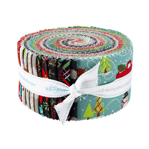 Snowed In 2.5 Inch Rolie Polie Jelly Roll 40 pieces - Riley Blake Designs - Christmas - Precut Pre cut Bundle - Quilting Cotton Fabric