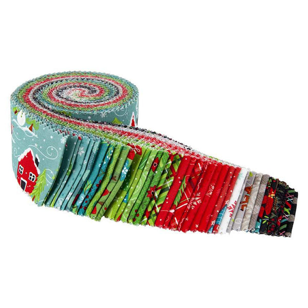 Snowed In 2.5 Inch Rolie Polie Jelly Roll 40 pieces - Riley Blake Designs - Christmas - Precut Pre cut Bundle - Quilting Cotton Fabric