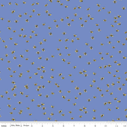SALE Beautiful Day Bees C10693 Blue - Riley Blake Designs - Bee Bumblebee Bumblebees - Quilting Cotton Fabric