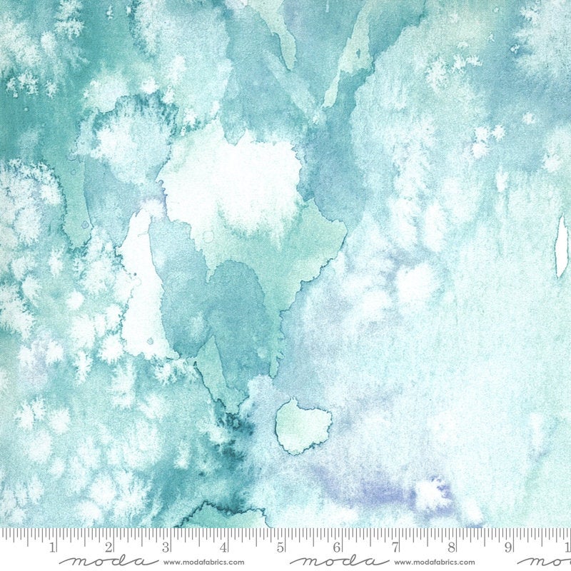 SALE Sunshine Soul Flow 8433 Soft Jadeite - Moda Fabrics - Abstract Aqua Blue Green - Quilting Cotton Fabric