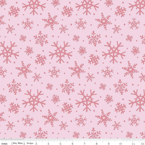 Holly Holiday Snowflakes C10882 Petal Pink - Riley Blake Designs - Christmas Snowflakes Dots - Quilting Cotton Fabric