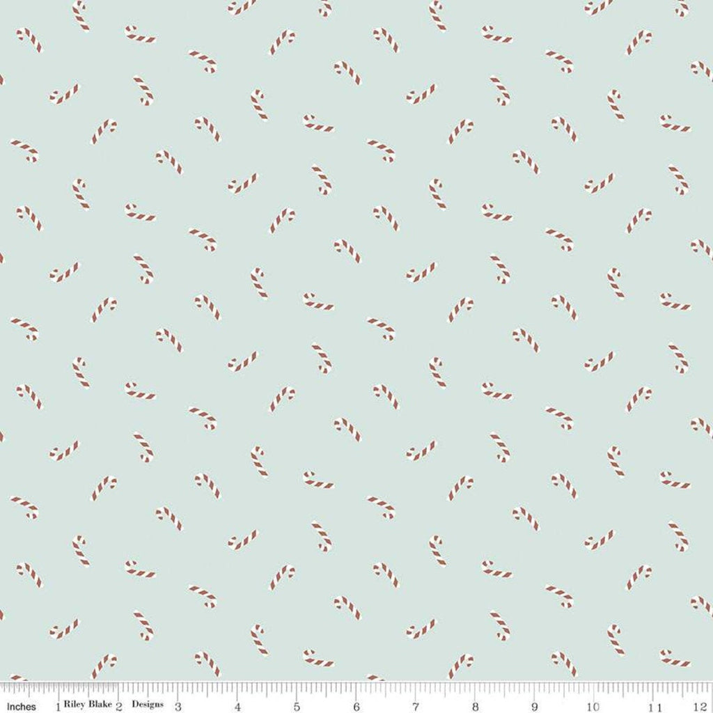 SALE Warm Wishes Candy Canes C10785 Sky - Riley Blake Designs - Christmas Blue - Quilting Cotton Fabric