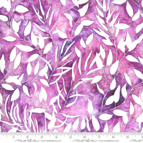 Fat Quarter End of Bolt - SALE Sunshine Soul Joyful Vine Leaves 8465 Ultra Violet - Moda - Floral Purple White - Quilting Cotton Fabric
