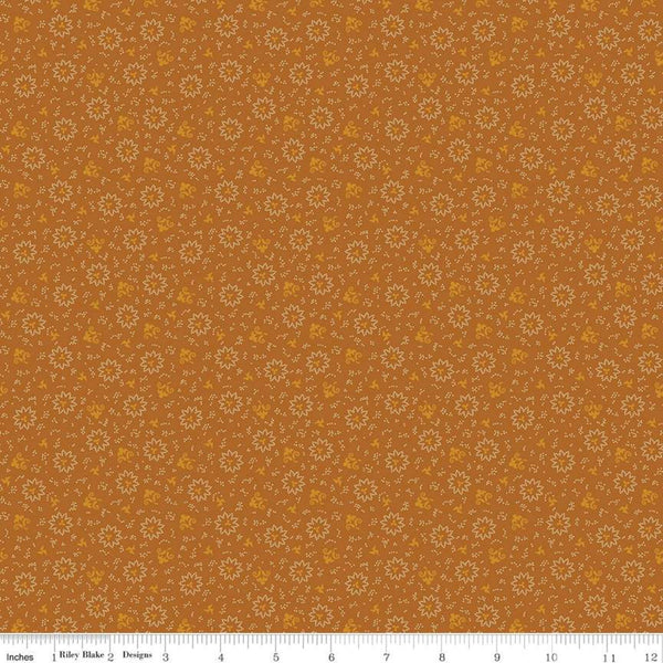 CLEARANCE Bountiful Autumn Burst C10852 Orange - Riley Blake Designs - Reproduction Print Flowers Floral Dots Geometric - Quilting Cotton